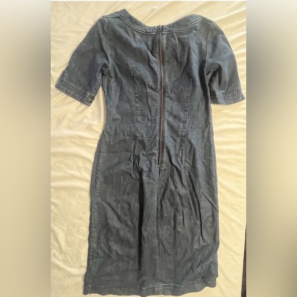 BODEN Womens Short Sleeve Denim Dress size 4L Zipper Back - Picture 2 of 6